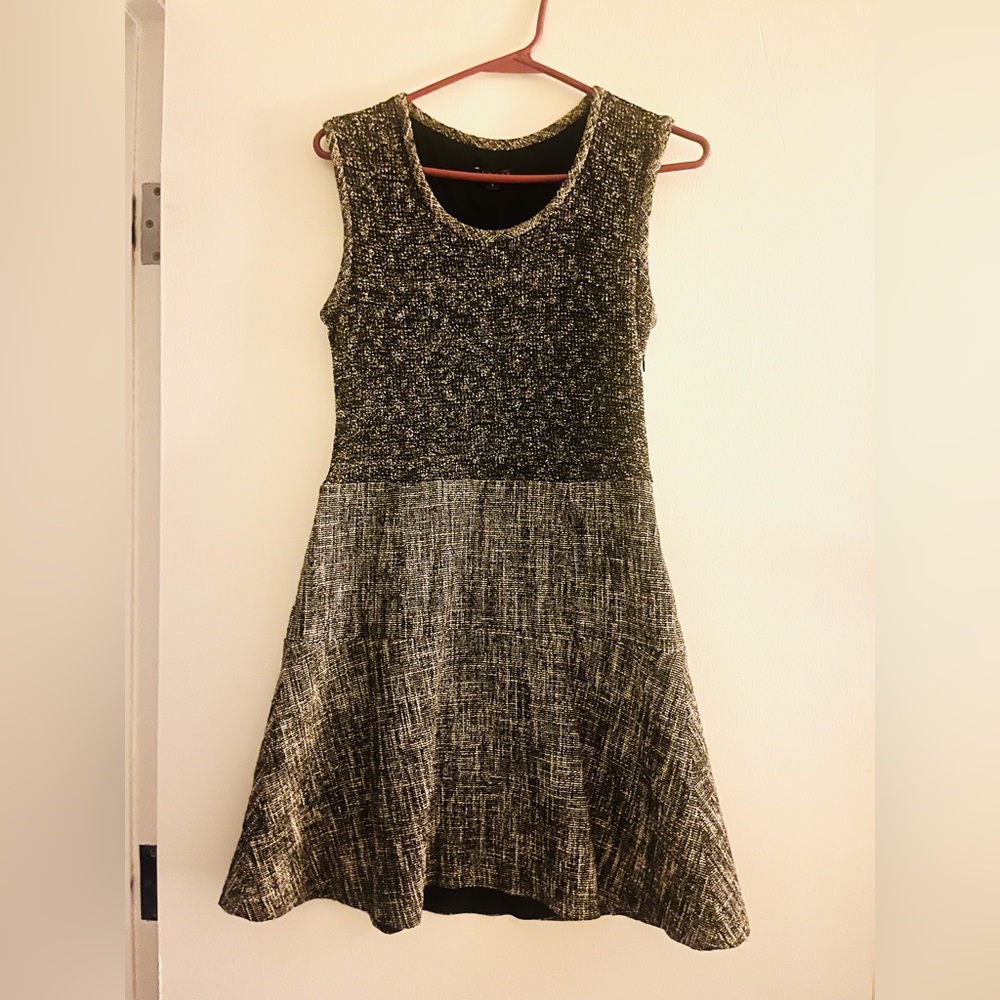 Theory Black and Gray Textured Dress